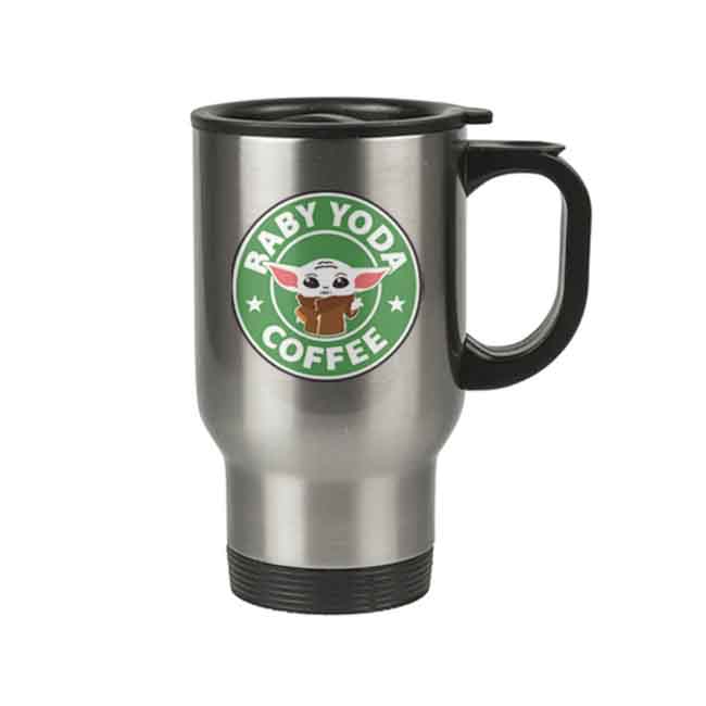 Coffee Baby Yoda Design Silver Mug