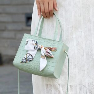 PU Leather Ribbon Patched Party Bag