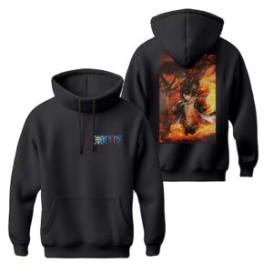 One Piece Ace Character Hoodies Black Color