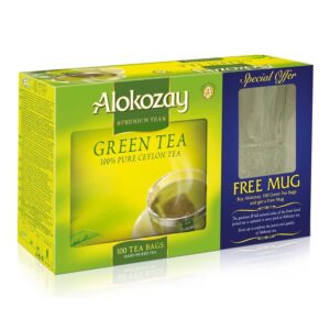 Alokozay Green Tea Bag – 100 Packets With Free Mug