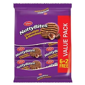 Tiffany Tiffany, Nutty Bites, Chocolate & Hazelnut, Value Pack, 81G X 8Pcs