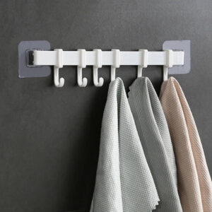 Strong Adhesive Wall Mount 6 Hooks Clothes Hanger Wardrobe