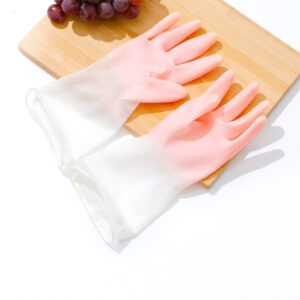 Gradient Color Silicone 1 Pair Cleaning Gloves Dishwashing Scrubber Gloves